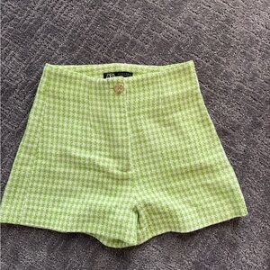 Zara Green High Waist Shorts